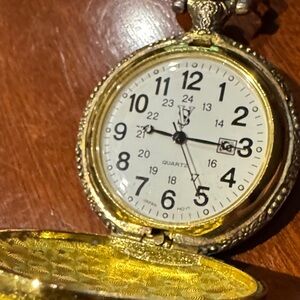SV Gold Pocket Watch with White Dial